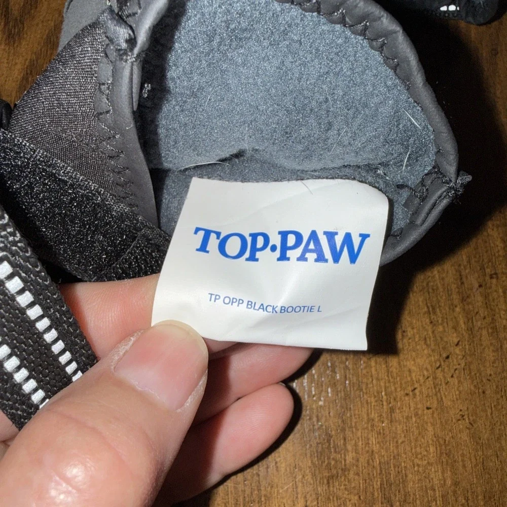 Top Paw Dog Booties Black Size Large Water Resistant Hook Loop Straps